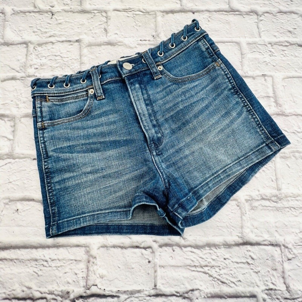 Abercrombie & Fitch High Rise Denim Shorts Grommet Waist Size 2 Boho Festival